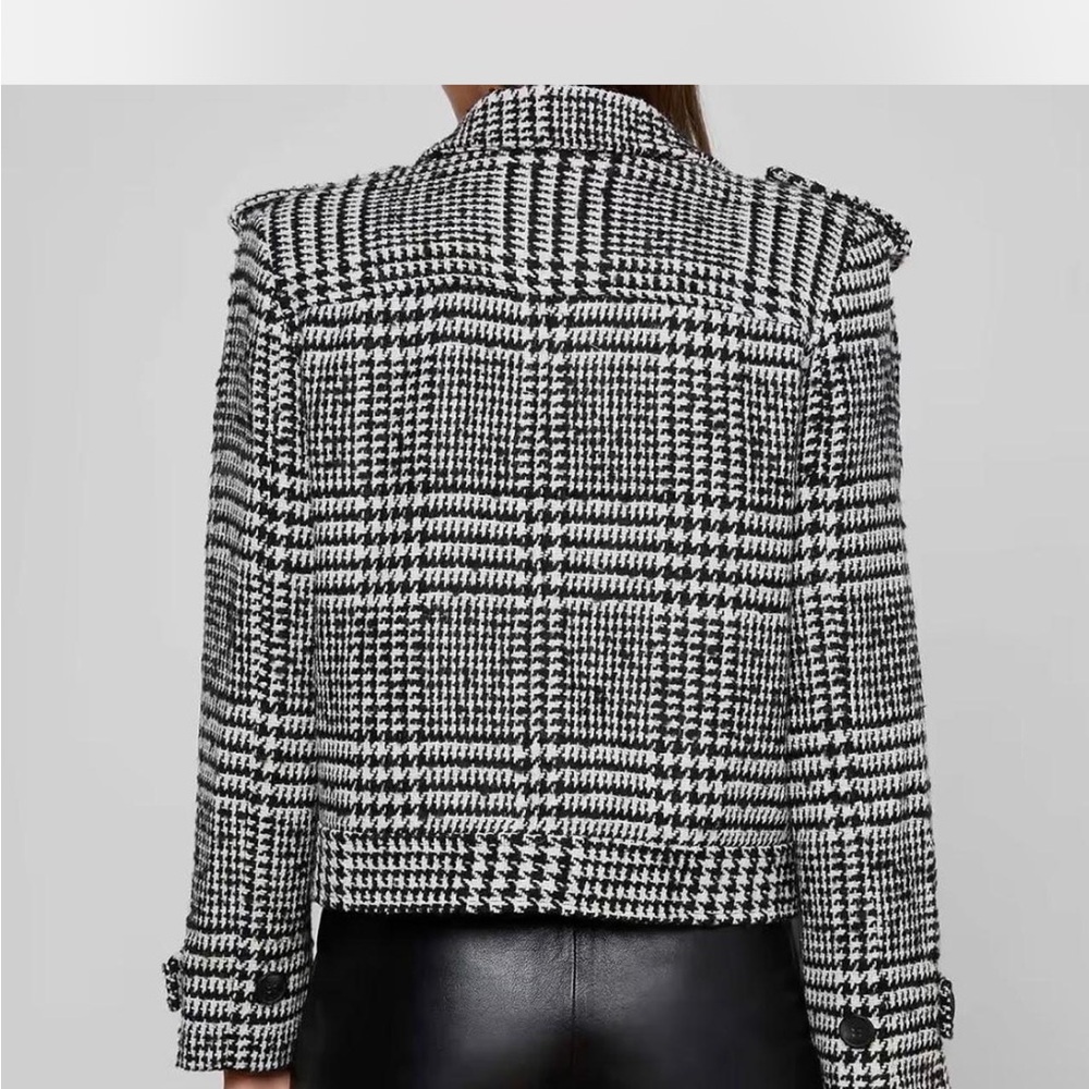 L’Agence Xoey Women's Black and White Houndstooth Jacket Coat in Size Small - Picture 4 of 4